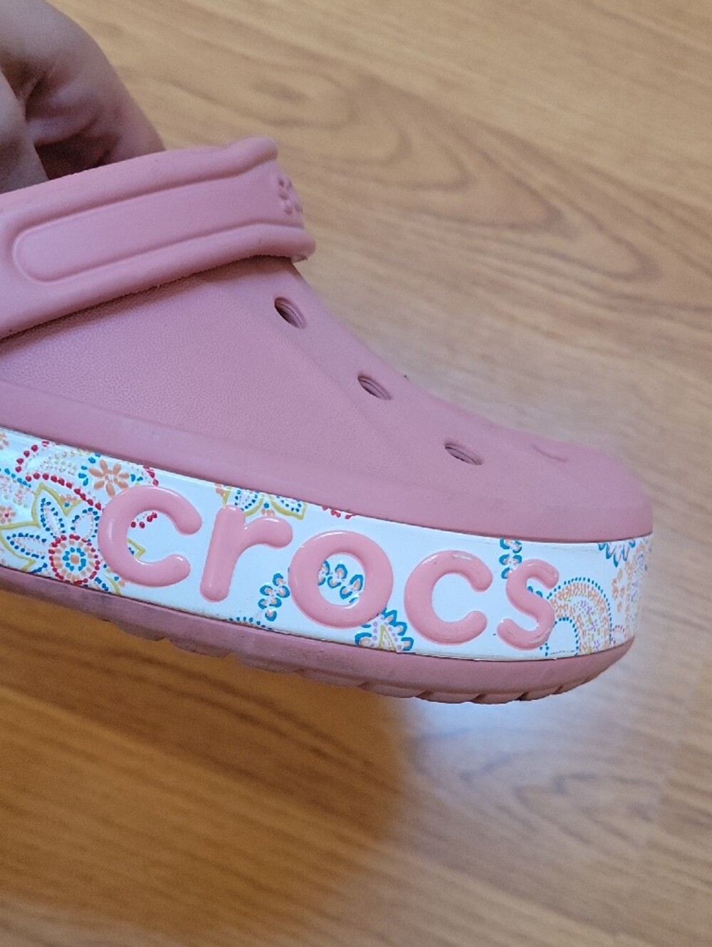 CROCS Women's Pink Slip-On Clog with Patterned Platform - Picture 4 of 4